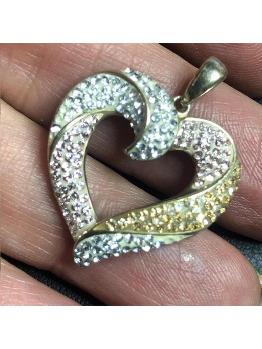 JCM Sterling Silver Heart Pendant Multicolor Crystal 925 ** missing 2 stones